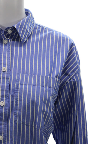 J Crew Women Striped Collared Cotton Button-Up Shirt Long Sleeve Size XS