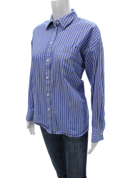 J Crew Women Striped Collared Cotton Button-Up Shirt Long Sleeve Size XS