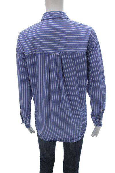 J Crew Women Striped Collared Cotton Button-Up Shirt Long Sleeve Size XS