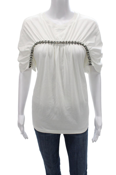 Christopher Kane Womens White Cotton Crew Neck Short Sleeve T-Shirt Size S