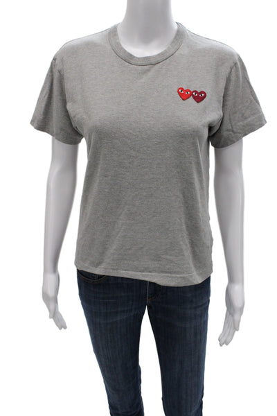 Play Comme Des Garcons Women Jersey T-Shirt Gray Cotton Size S