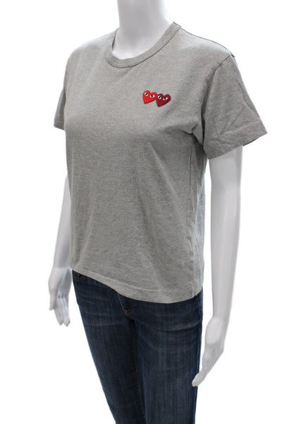 Play Comme Des Garcons Women Jersey T-Shirt Gray Cotton Size S