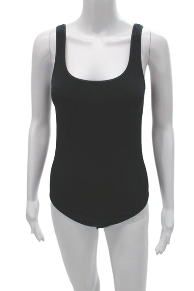 Wolford Women Black Cotton Scoop Neck Sleeveless Bodysuit Size M