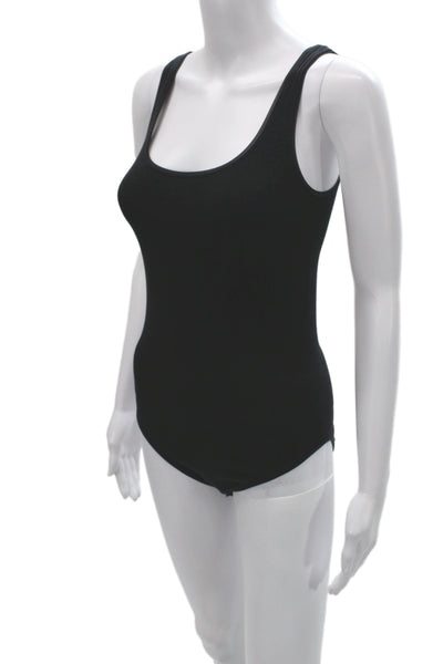 Wolford Women Black Cotton Scoop Neck Sleeveless Bodysuit Size M