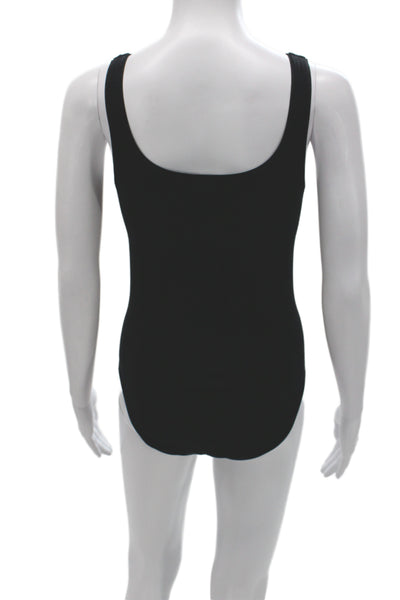 Wolford Women Black Cotton Scoop Neck Sleeveless Bodysuit Size M