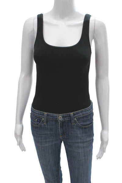 Wolford Women Black Cotton Scoop Neck Sleeveless Bodysuit Size M