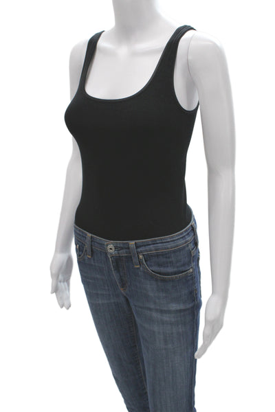 Wolford Women Black Cotton Scoop Neck Sleeveless Bodysuit Size M