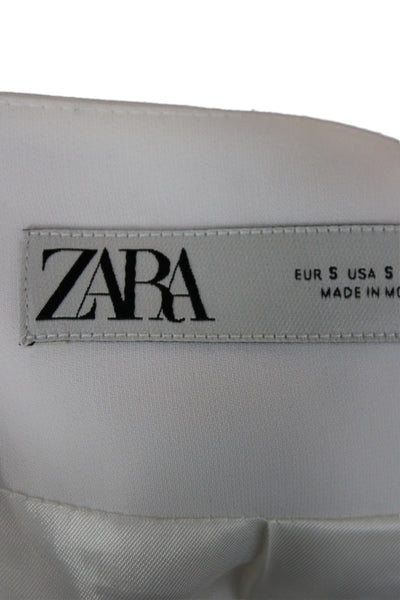 Zara Womens White V Neck Sleeveless Viscose Button Vest Classic Size S