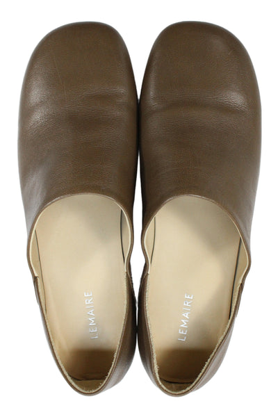 Lemaire Womens Leather Square Toe Slip On Flats Brown Size 39 9