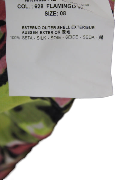 Michael Kors Collection Women Silk Floral Button Up Blouse Green Size 8