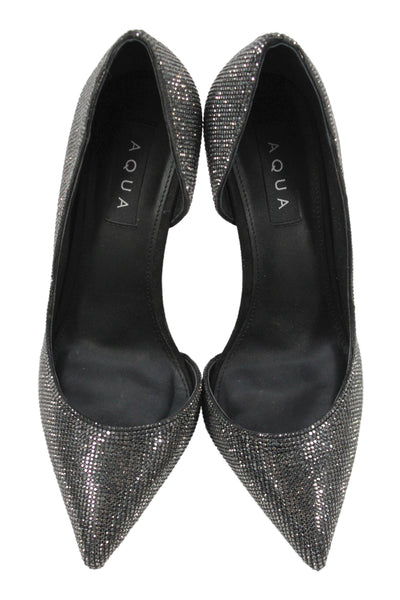 Aqua Womens Crystal Embellished High Heels D'Orsay Shoes Black Size 9.5
