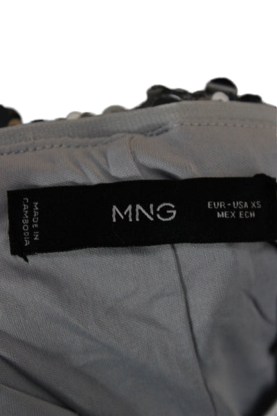 MNG Women Straight Pencil Skirt Gray Midi Polyester Elastane Size XS