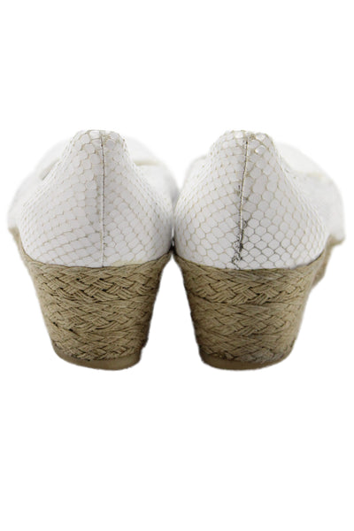 Hollywould Womens Snakeskin Print Espadrille Wedge Pumps White Size 37 7