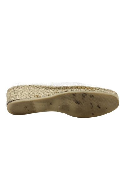Hollywould Womens Snakeskin Print Espadrille Wedge Pumps White Size 37 7