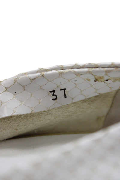 Hollywould Womens Snakeskin Print Espadrille Wedge Pumps White Size 37 7