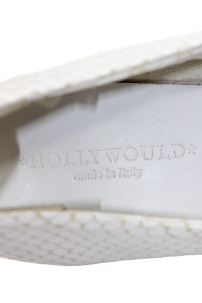 Hollywould Womens Snakeskin Print Espadrille Wedge Pumps White Size 37 7