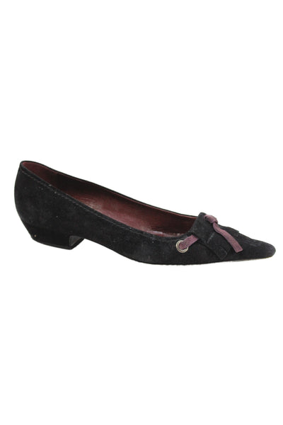 Prada Womens Suede Pointed Toe Ballet Flats Black Size 35.5 5.5