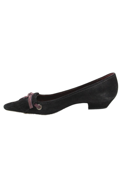 Prada Womens Suede Pointed Toe Ballet Flats Black Size 35.5 5.5