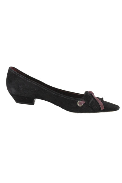 Prada Womens Suede Pointed Toe Ballet Flats Black Size 35.5 5.5