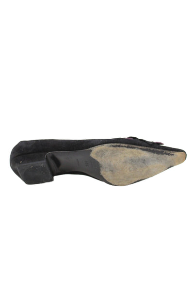 Prada Womens Suede Pointed Toe Ballet Flats Black Size 35.5 5.5