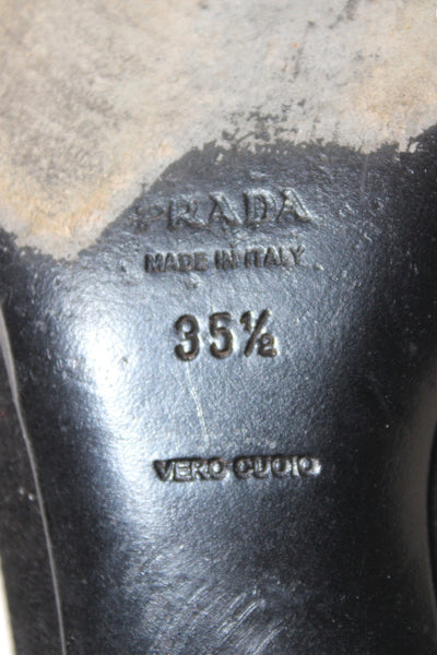 Prada Womens Suede Pointed Toe Ballet Flats Black Size 35.5 5.5