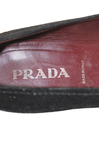 Prada Womens Suede Pointed Toe Ballet Flats Black Size 35.5 5.5