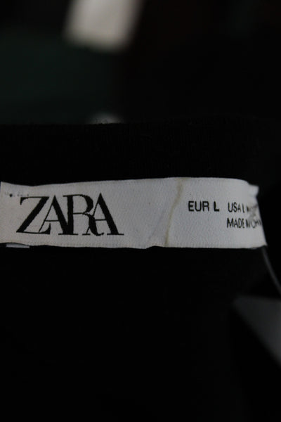 Zara Women Black V-Neck Button Pullover Sweater Long Sleeve Size L