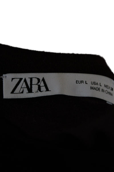 Zara Unisex Pullover Sweater Brown Viscose Blend Long Sleeve Crew Neck Size L