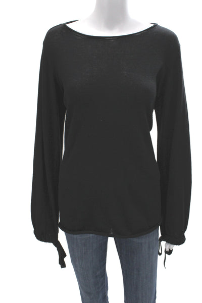 Zara Womens Basic Black Long Sleeve Blouse Round Neck Size S