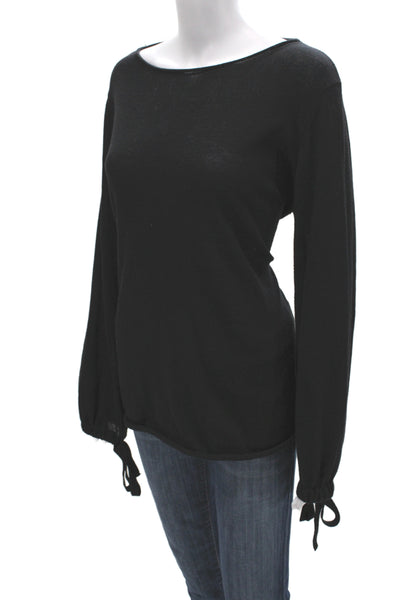 Zara Womens Basic Black Long Sleeve Blouse Round Neck Size S