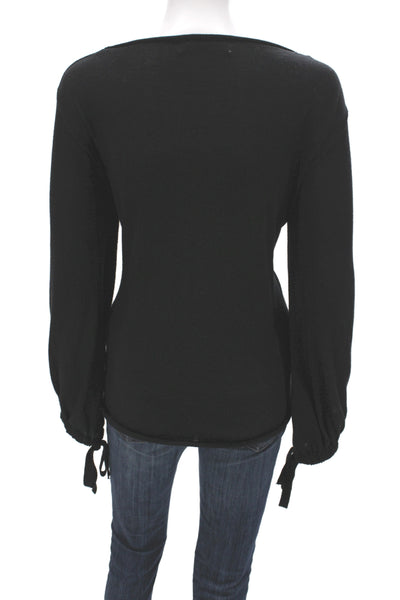 Zara Womens Basic Black Long Sleeve Blouse Round Neck Size S