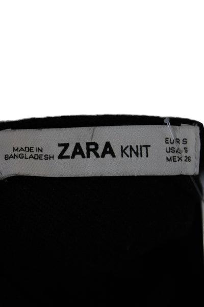 Zara Womens Basic Black Long Sleeve Blouse Round Neck Size S