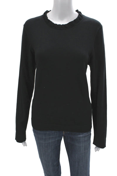 J Crew Unisex Black Cotton Crew Neck Pullover Long Sleeve Size L