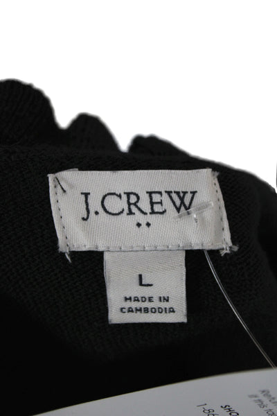 J Crew Unisex Black Cotton Crew Neck Pullover Long Sleeve Size L