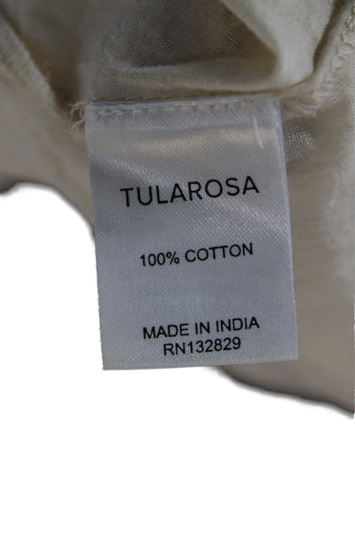 Tularosa Women Tunic Blouse Beige Cotton V-Neck Short Sleeve Boho Size XS