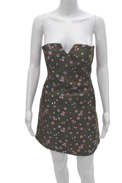 Eva Franco Womens Bodycon Mini Floral Zip Sleeveless Dress Size 4P