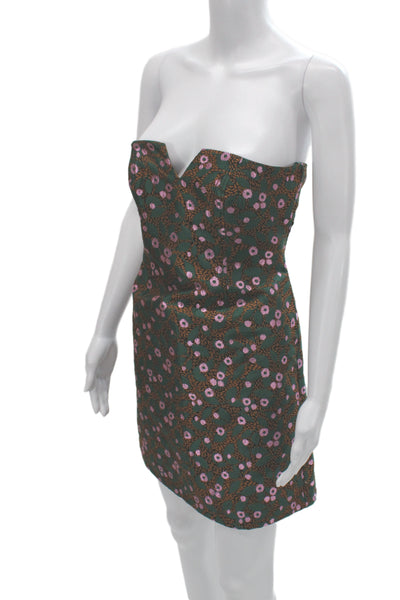 Eva Franco Womens Bodycon Mini Floral Zip Sleeveless Dress Size 4P