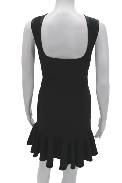 Cinq à Sept Women Black Sleeveless Square Neck Bodycon Dress Zip Size 2