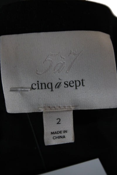 Cinq à Sept Women Black Sleeveless Square Neck Bodycon Dress Zip Size 2