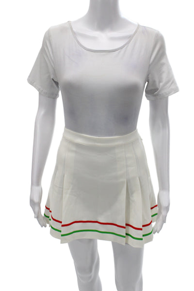 Solid & Striped Womens Pleated Mini Skirt White Size S