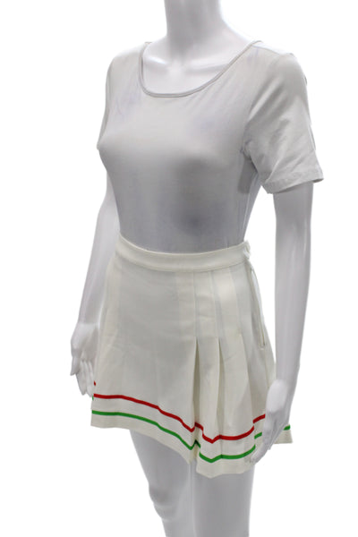 Solid & Striped Womens Pleated Mini Skirt White Size S