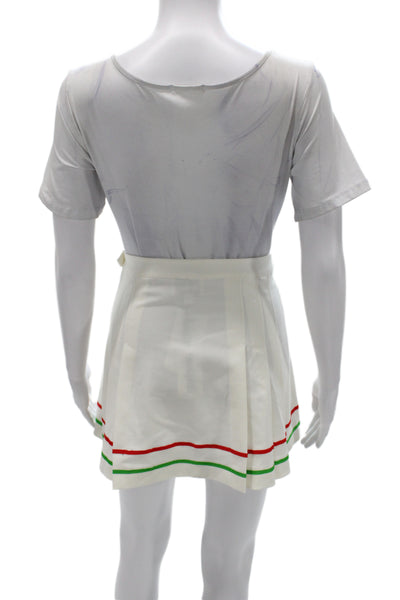 Solid & Striped Womens Pleated Mini Skirt White Size S