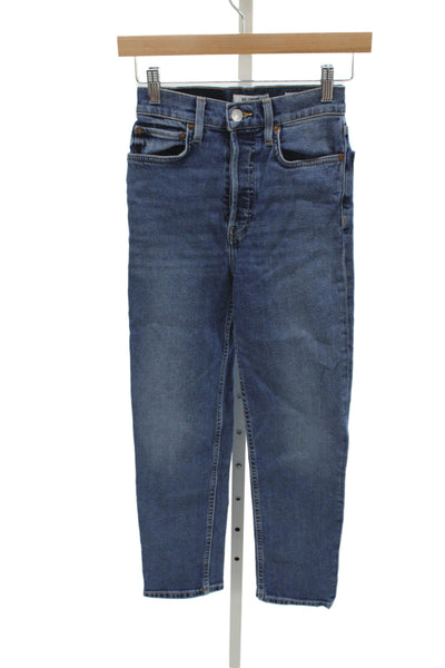 Re/Done Womens Blue High Rise Cropped Ankle Jeans Size 24