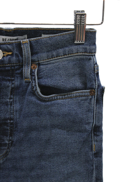 Re/Done Womens Blue High Rise Cropped Ankle Jeans Size 24
