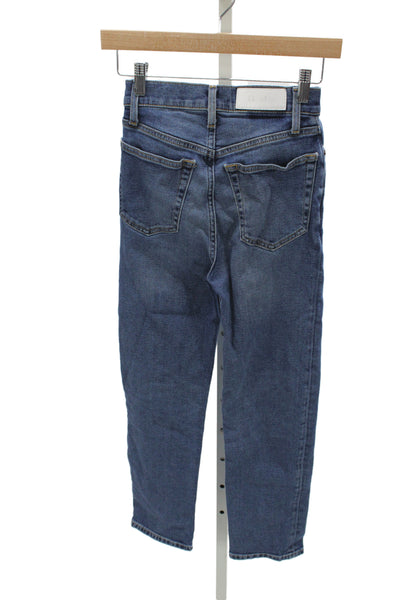 Re/Done Womens Blue High Rise Cropped Ankle Jeans Size 24