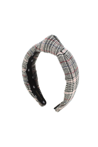 Lele Sadoughi Womens Plaid Slide On Knot Headband Black