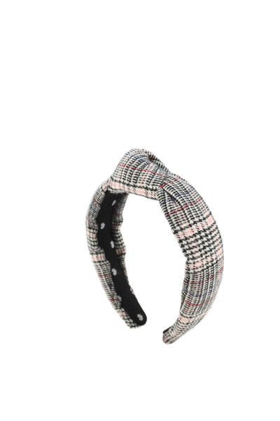 Lele Sadoughi Womens Plaid Slide On Knot Headband Black