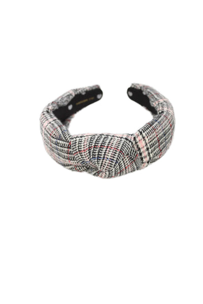 Lele Sadoughi Womens Plaid Slide On Knot Headband Black