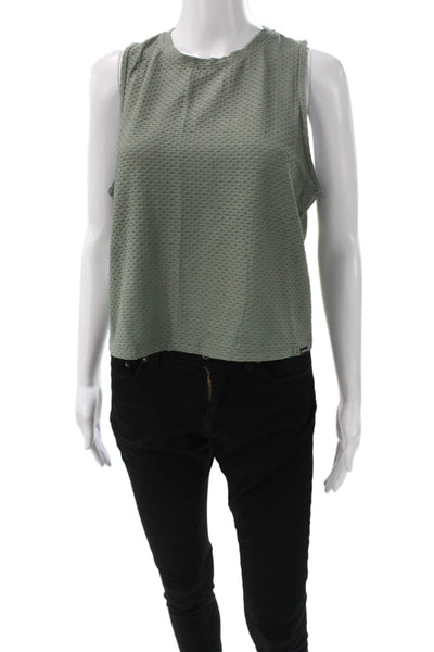 Koral Womens Cropped Tank Green Crewneck Sleeveless Designer Size M