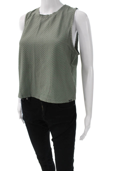 Koral Womens Cropped Tank Green Crewneck Sleeveless Designer Size M